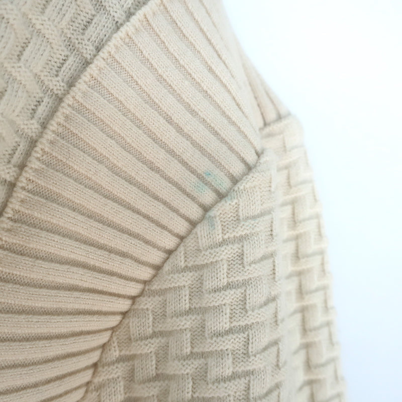 Chanel Textured Knit Tunic Sweater with Removable Belt Cream Wool Size 42