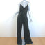 Alice + Olivia Riska Chain Strap Jumpsuit Black Satin Size 10 NEW