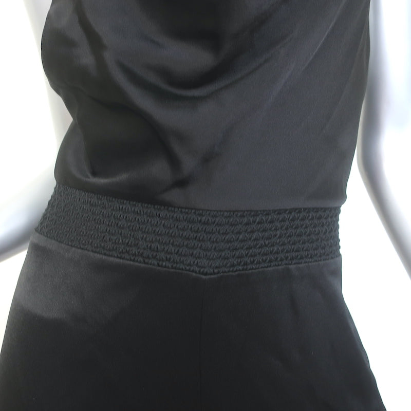 Alice + Olivia Riska Chain Strap Jumpsuit Black Satin Size 10 NEW