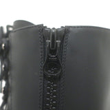 Moncler C Lug Sole Lace-Up Knee High Boots Black Leather Size 39