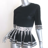Alexander McQueen Snakeskin Print Jacquard Peplum Top Black Size Small