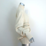 Chanel Textured Knit Tunic Sweater with Removable Belt Cream Wool Size 42