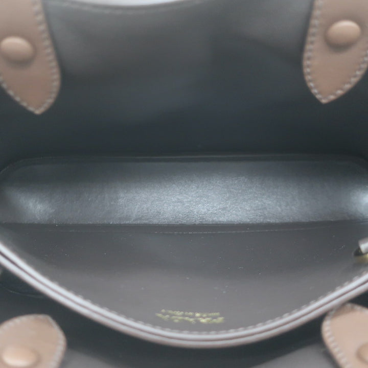 Prada Medium Buckle Belted Top Handle Bag Brown Suede Crossbody NEW