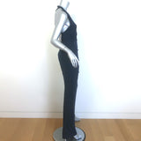Nicole Miller Blades Open-Back Halter Gown Navy Draped Stretch Jersey Size 6