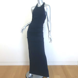 Nicole Miller Blades Open-Back Halter Gown Navy Draped Stretch Jersey Size 6