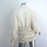 Chanel Textured Knit Tunic Sweater with Removable Belt Cream Wool Size 42