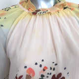 See By Chloe Tiered Long Sleeve Dress Multi Floral Print Georgette Size 38