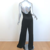 Alice + Olivia Riska Chain Strap Jumpsuit Black Satin Size 10 NEW