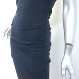 Nicole Miller Blades Open-Back Halter Gown Navy Draped Stretch Jersey Size 6