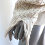 Chanel Textured Knit Tunic Sweater with Removable Belt Cream Wool Size 42