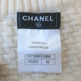 Chanel Textured Knit Tunic Sweater with Removable Belt Cream Wool Size 42