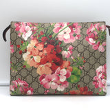 Gucci GG Supreme Blooms Floral Large Clutch Brown/Multicolor Monogram Canvas NEW