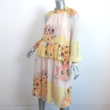 See By Chloe Tiered Long Sleeve Dress Multi Floral Print Georgette Size 38