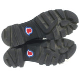 Moncler C Lug Sole Lace-Up Knee High Boots Black Leather Size 39