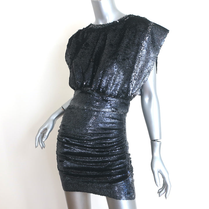IRO Miracle Sequin Mini Dress Anthracite Size 38