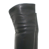 Ermanno Scervino Pierced Thigh High Boots Black Leather Size 38