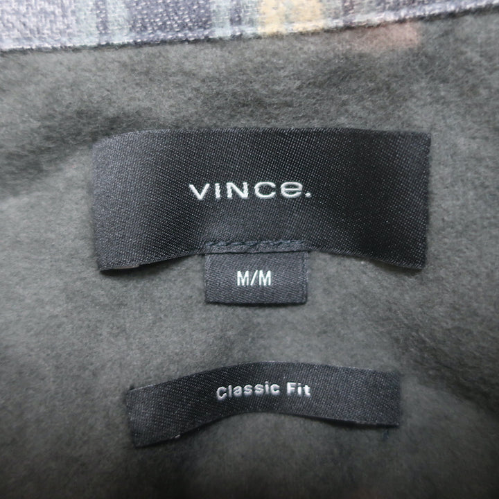 Vince Willow Plaid Button Down Shirt Gray Cotton Size Medium