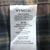 Vince Willow Plaid Button Down Shirt Gray Cotton Size Medium