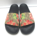 Gucci GG Blooms Pursuit Pool Slide Sandals Multicolor Canvas Size 41