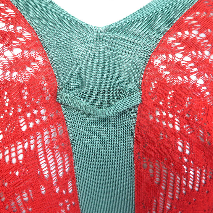 Jean Paul Gaultier Maille Femme Pointelle Knit Cardigan Red/Black Size Medium