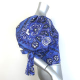 Caroline Constas Nella Puff Sleeve Top Blue Printed Stretch Cotton Size Medium
