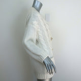 Alessandra Rich Crystal-Button Oversized Cable Knit Cardigan Cream Size 40