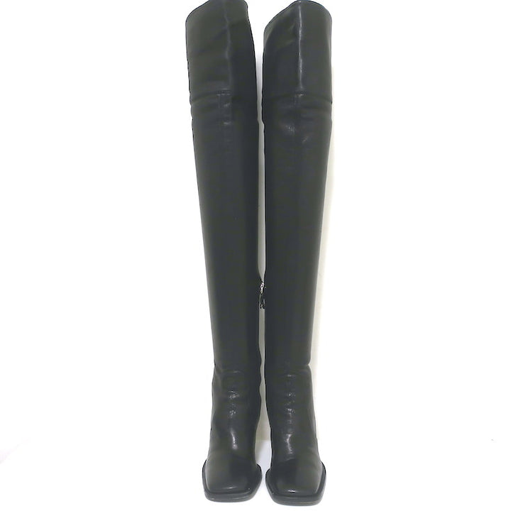 Ermanno Scervino Pierced Thigh High Boots Black Leather Size 38