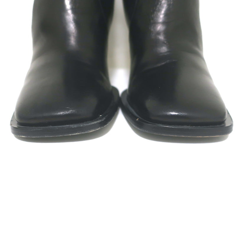 Ermanno Scervino Pierced Thigh High Boots Black Leather Size 38