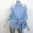 Jonathan Simkhai Broderie Anglaise-Embellished Wrap Top Blue Striped Size Large