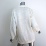 Alessandra Rich Crystal-Button Oversized Cable Knit Cardigan Cream Size 40