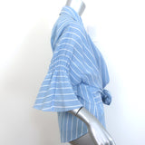 Jonathan Simkhai Broderie Anglaise-Embellished Wrap Top Blue Striped Size Large
