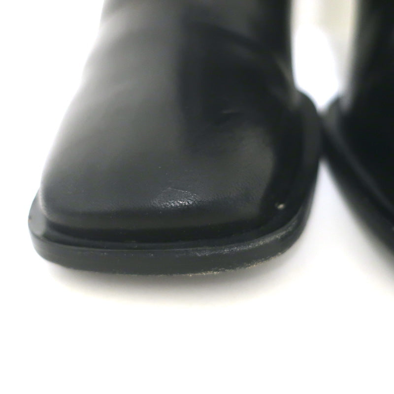Ermanno Scervino Pierced Thigh High Boots Black Leather Size 38