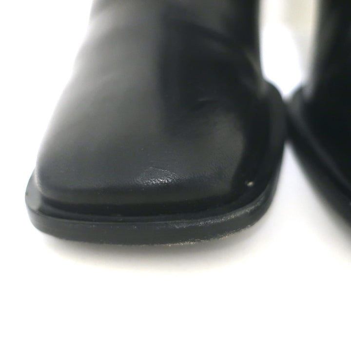 Ermanno Scervino Pierced Thigh High Boots Black Leather Size 38