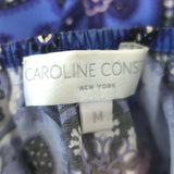 Caroline Constas Nella Puff Sleeve Top Blue Printed Stretch Cotton Size Medium