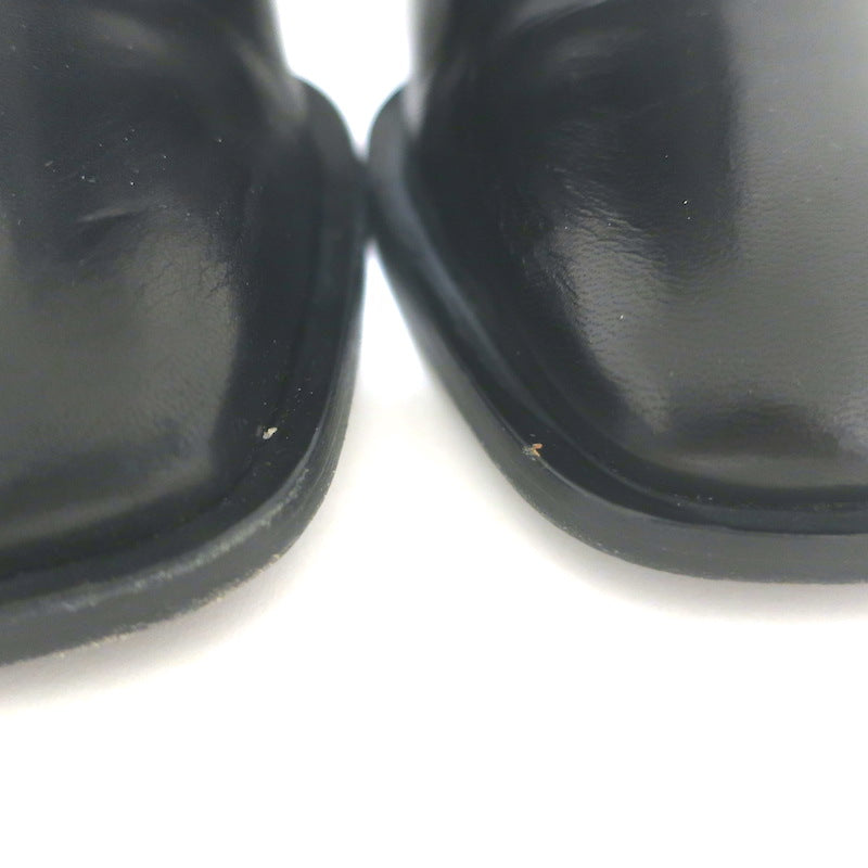 Ermanno Scervino Pierced Thigh High Boots Black Leather Size 38
