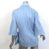 Jonathan Simkhai Broderie Anglaise-Embellished Wrap Top Blue Striped Size Large
