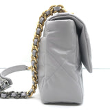 Chanel 19 20P Large Flap Bag Grey Quilted Leather Crossbody NEW