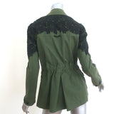 Veronica Beard Heritage Lace-Trim Utility Jacket Army Green Size 2