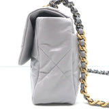 Chanel 19 20P Large Flap Bag Grey Quilted Leather Crossbody NEW