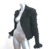 Frederick Anderson Crochet Cardigan Black Ruffled Pom Pom Knit Size Small