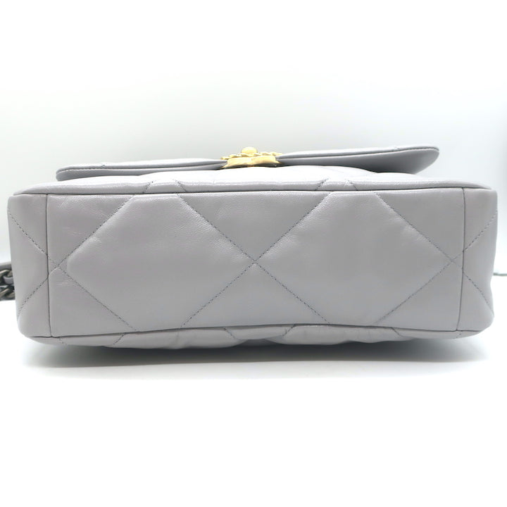 Chanel 19 20P Large Flap Bag Grey Quilted Leather Crossbody NEW