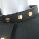 Gucci Shirt Leather-Trimmed Stretch Cotton Size 46 Long Sleeve Top