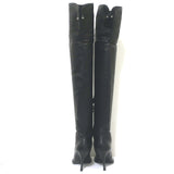 Ermanno Scervino Pierced Thigh High Boots Black Leather Size 38