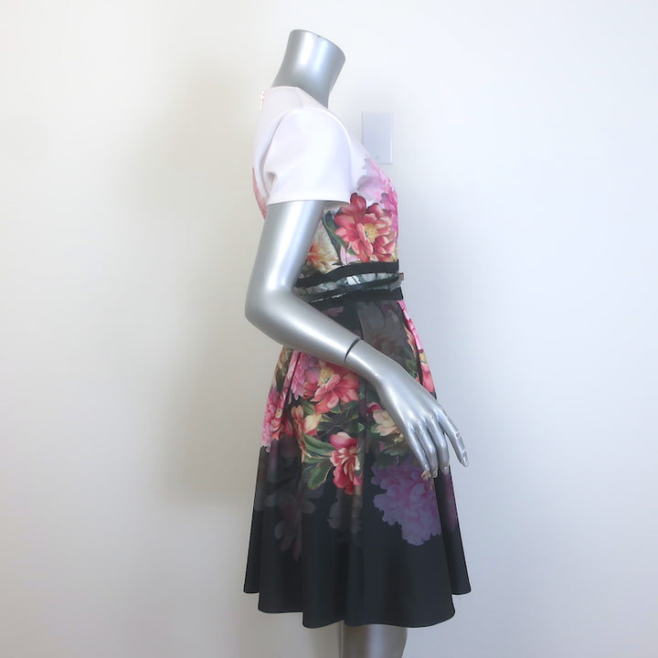 Ted Baker Valerey Belted Skater Dress Painted Posie Print Neoprene Size 2