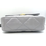 Chanel 19 20P Large Flap Bag Grey Quilted Leather Crossbody NEW