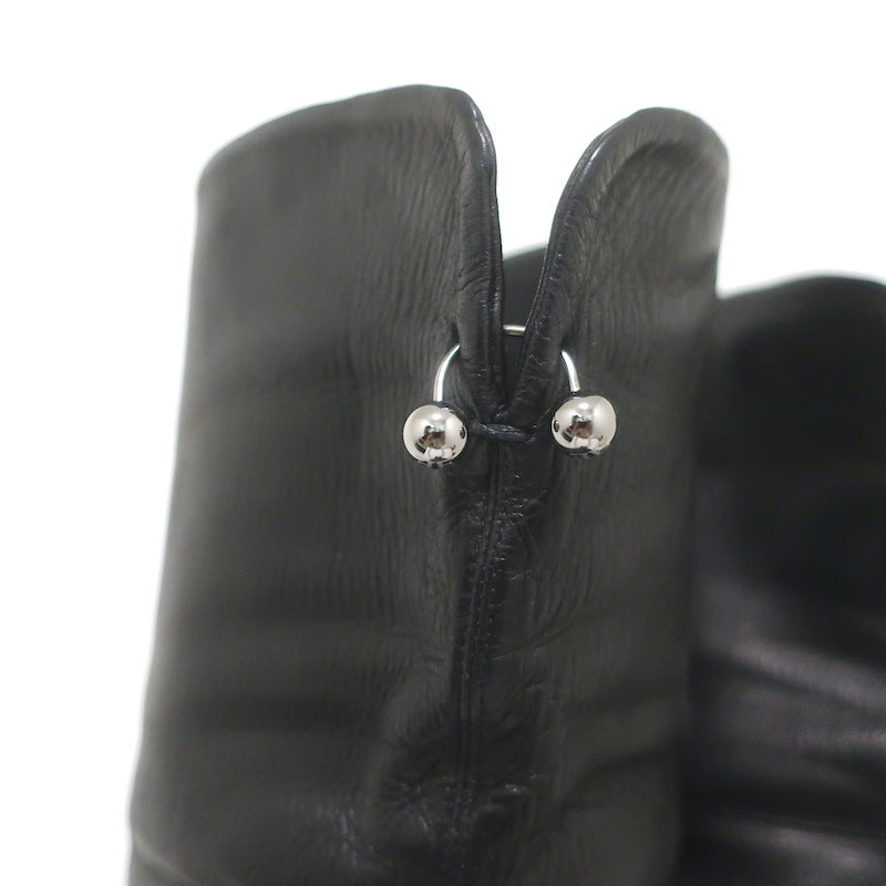 Ermanno Scervino Pierced Thigh High Boots Black Leather Size 38