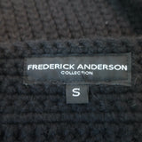 Frederick Anderson Crochet Cardigan Black Ruffled Pom Pom Knit Size Small