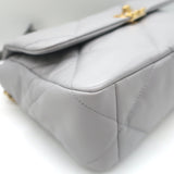 Chanel 19 20P Large Flap Bag Grey Quilted Leather Crossbody NEW