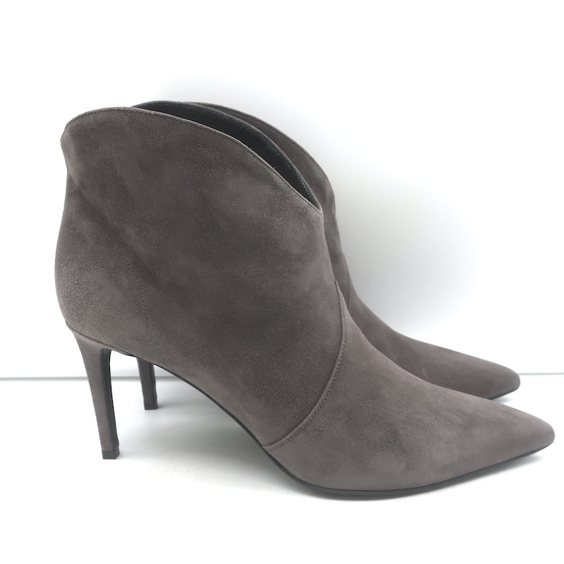 Saint Laurent Paris Pointed Toe Booties Dark Anthracite Suede Size 41