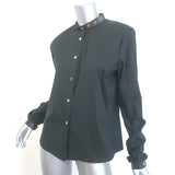 Gucci Shirt Leather-Trimmed Stretch Cotton Size 46 Long Sleeve Top
